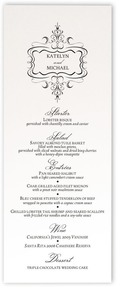 Photograph of Monsieur Victorian Frame Wedding Menus