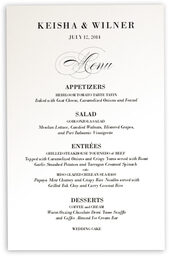Photograph of Poem Script Monogram Wedding Menus