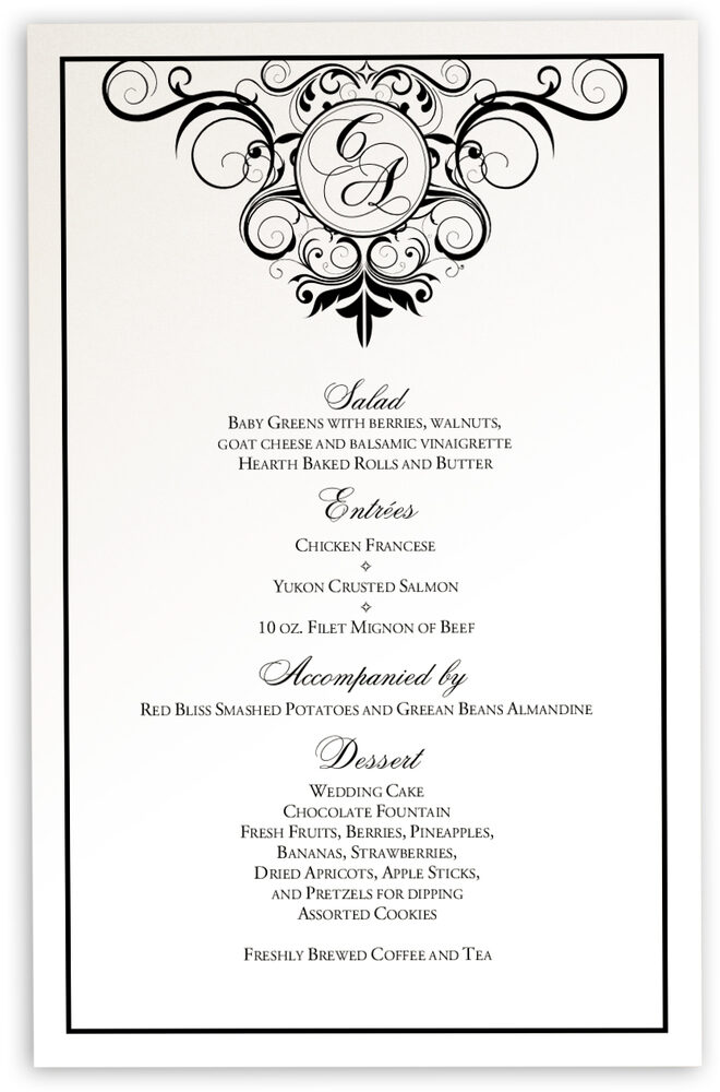 Photograph of Spiral Swirl Top Wedding Menus