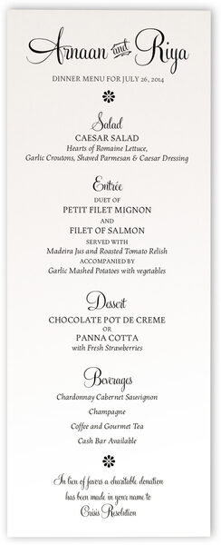 feel script monogram wedding menu card documents and designs feel script font
