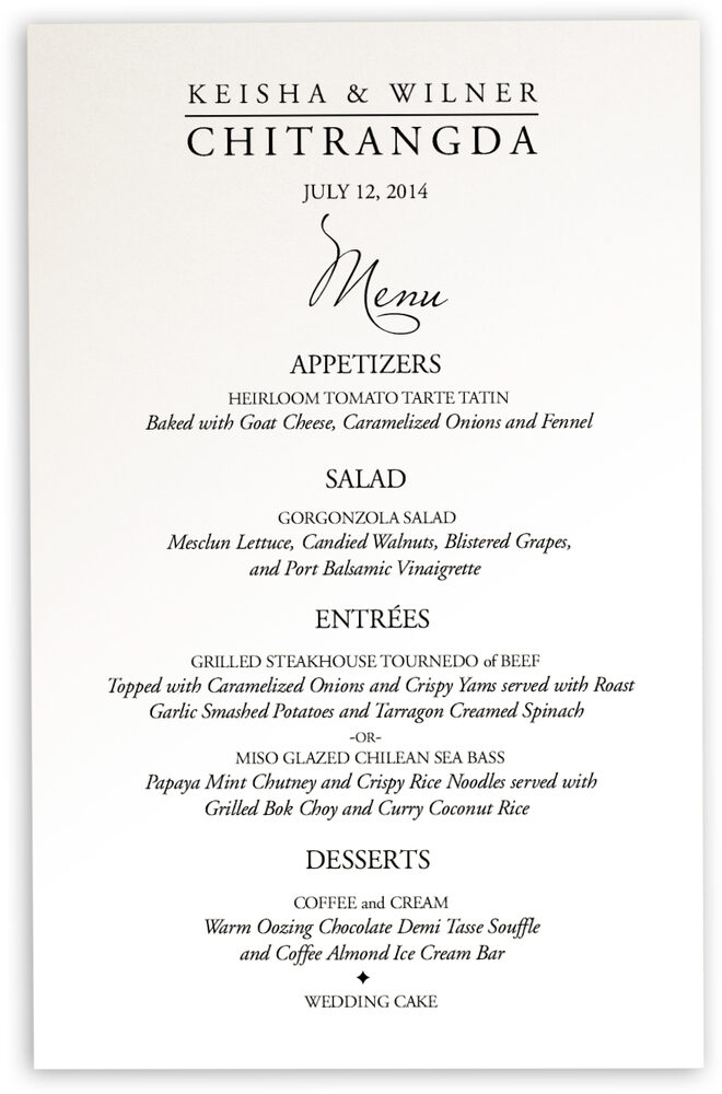 Photograph of Garamond Monogram Wedding Menus