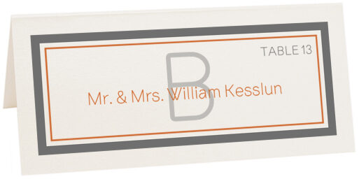 Photograph of Tented Brownstone Monogram Place Cards
