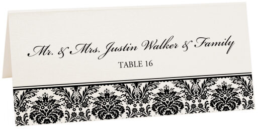 Photograph of Tented Damask Pattern Place Cards