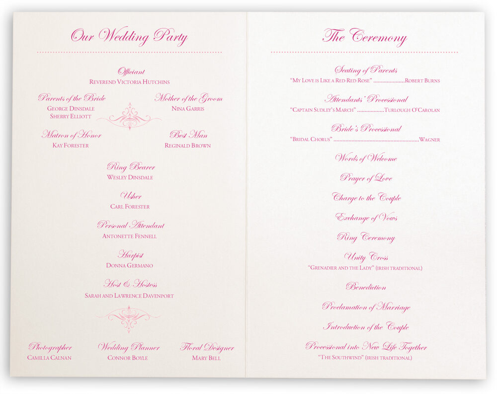 Photograph of A Kiss Goodnight Wedding Programs