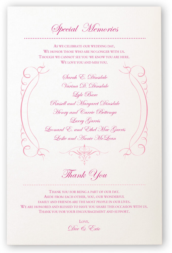 Photograph of A Kiss Goodnight Wedding Programs