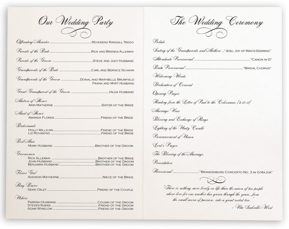 Photograph of Abbey Cocktail Wedding Programs