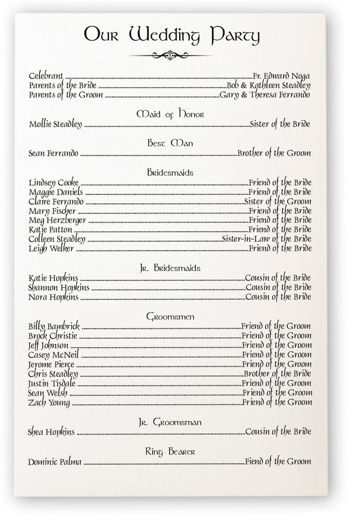 Photograph of Chevalier Wedding Programs