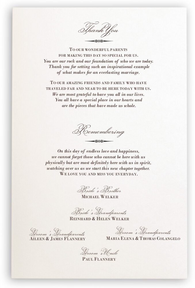 Photograph of Christian Cross Flourish Wedding Programs