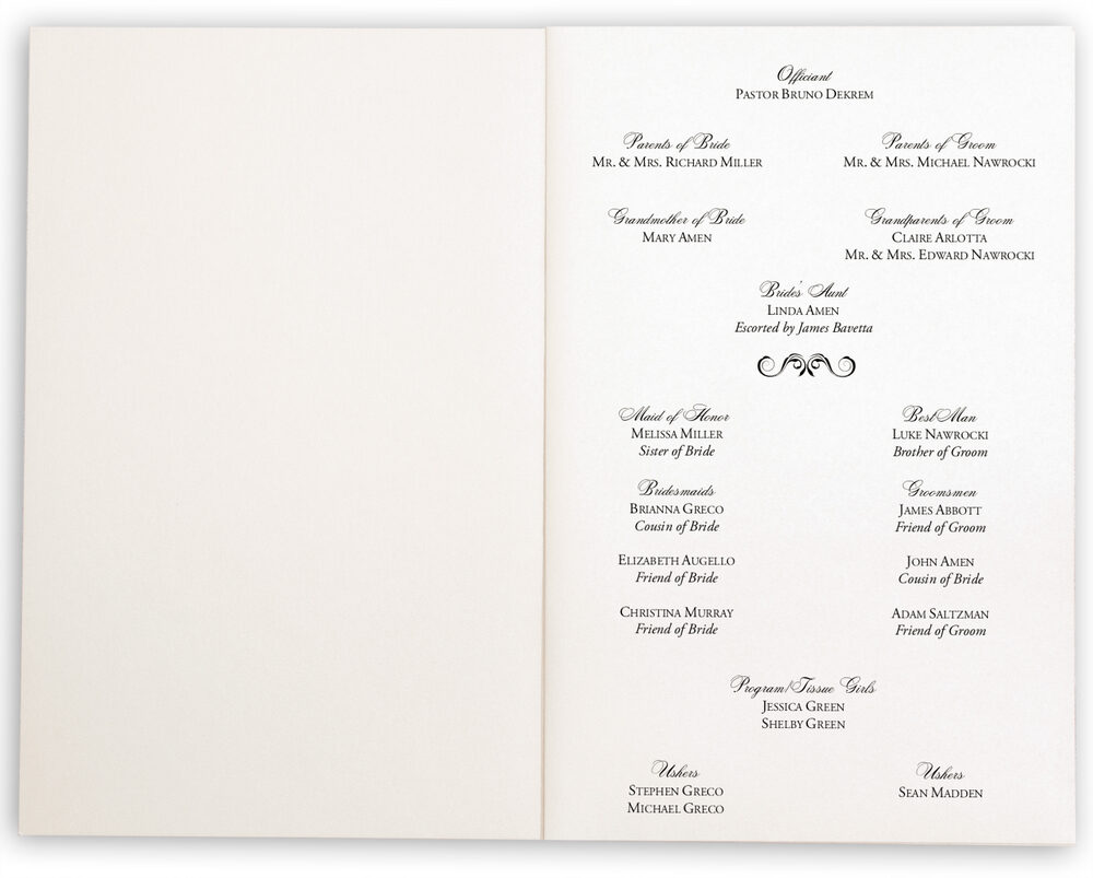 Photograph of Curly Sue Wedding Programs