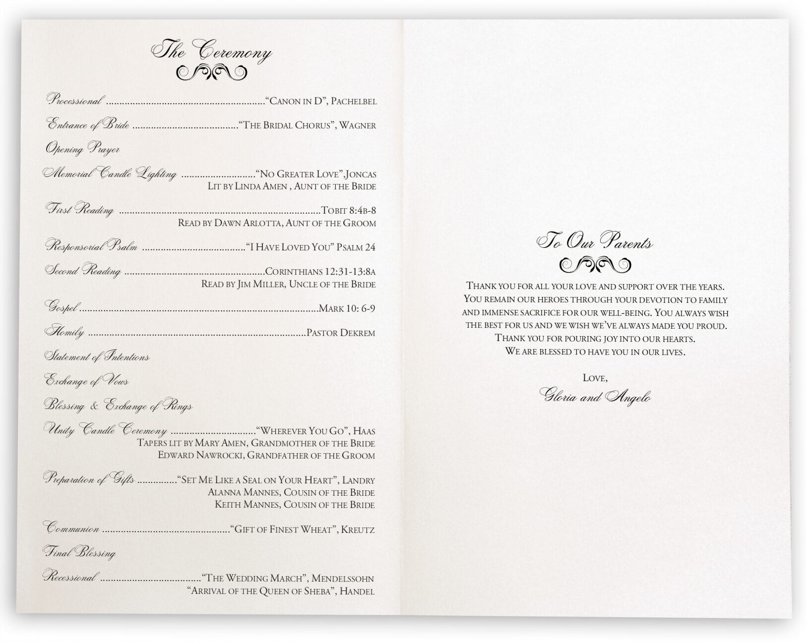 Vintage Wedding Programs Curly Sue Wedding Ceremony Programs