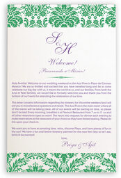 Photograph of Damask Twist Welcome Letter Wedding Programs