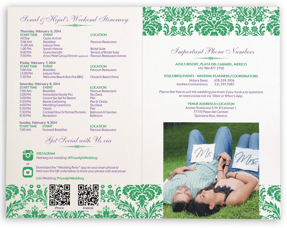 Photograph of Damask Twist Welcome Letter Wedding Programs