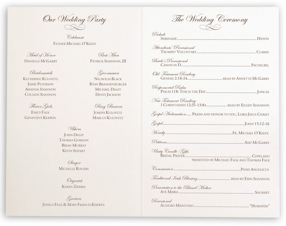 Photograph of Edwardian Watermark Wedding Programs