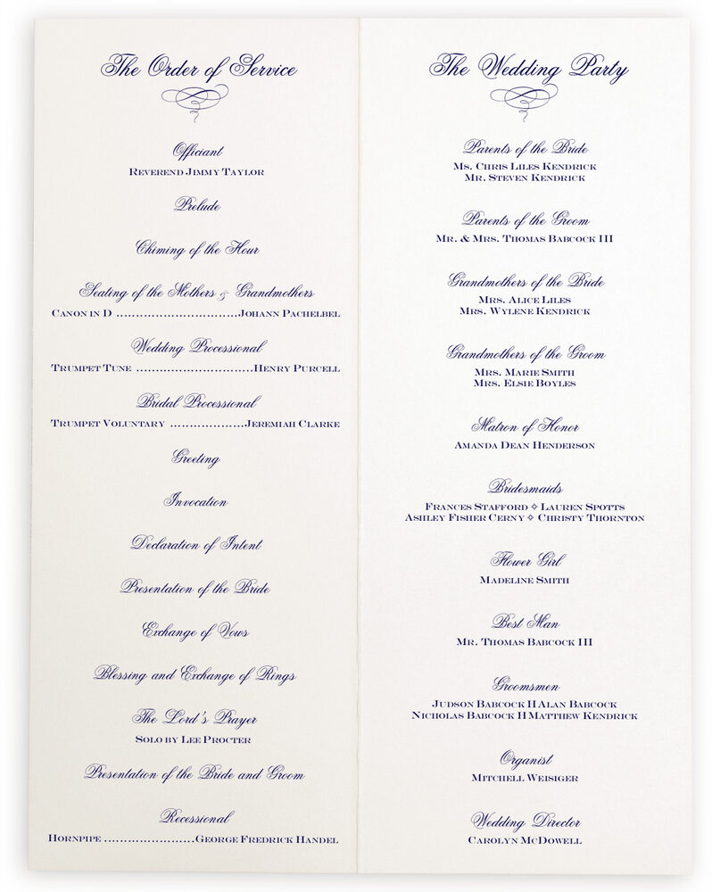 Photograph of Old Script and Engravers Wedding Programs