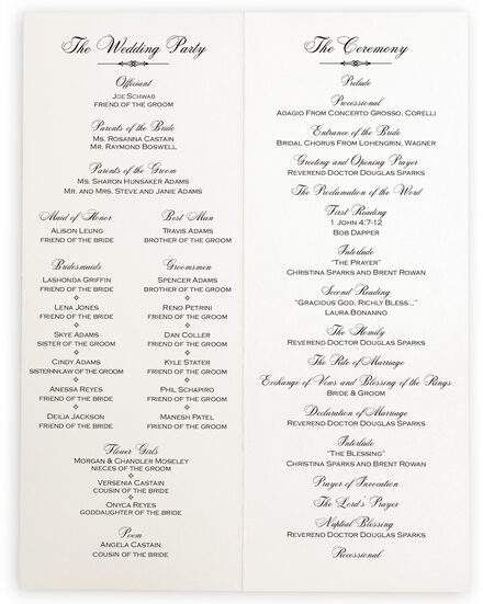 Only Calligraphy Classic Wedding Church Program Simple Elegant