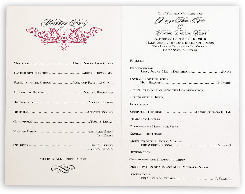 Photograph of Song Wedding Programs