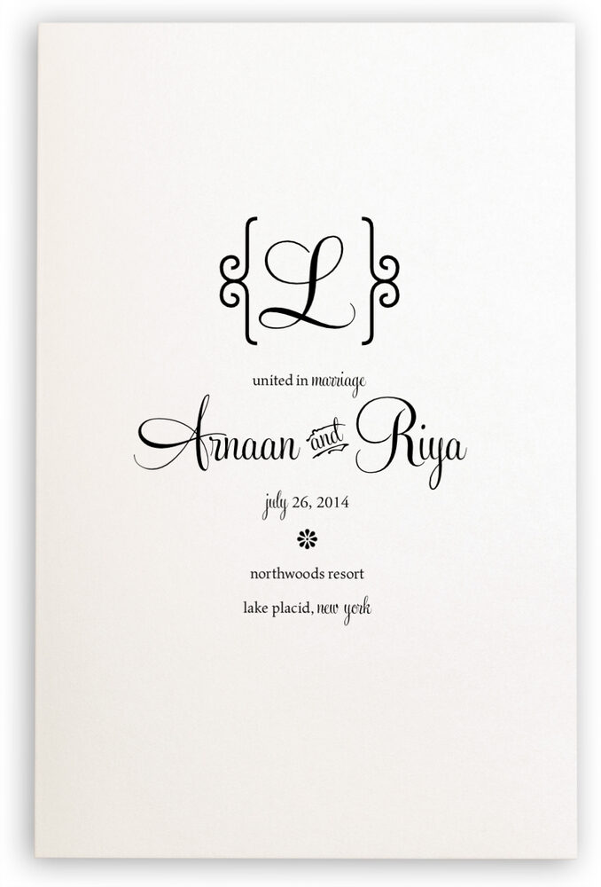 Photograph of Feel Script Monogram Wedding Programs