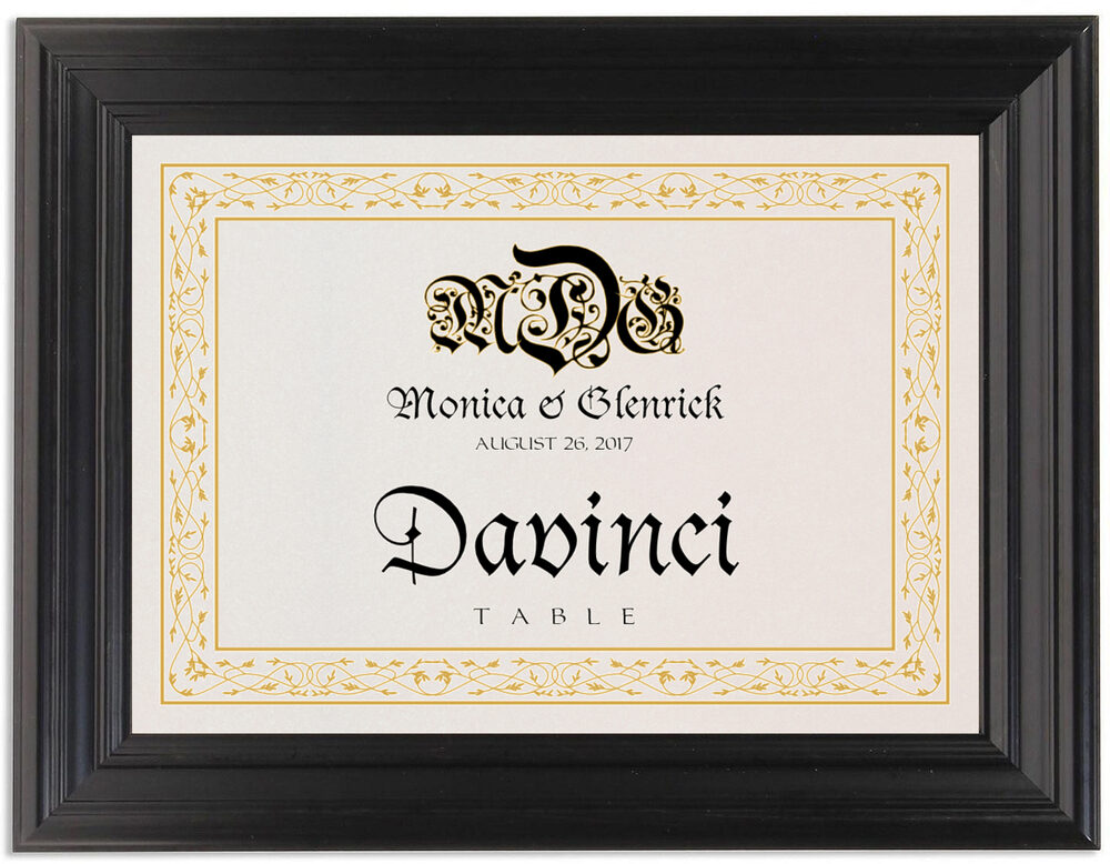 Framed Photograph of Blackletter Gothic Table Names