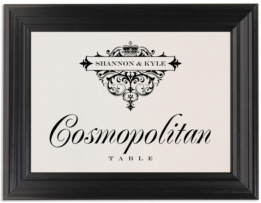 Framed Photograph of Crowned Table Names