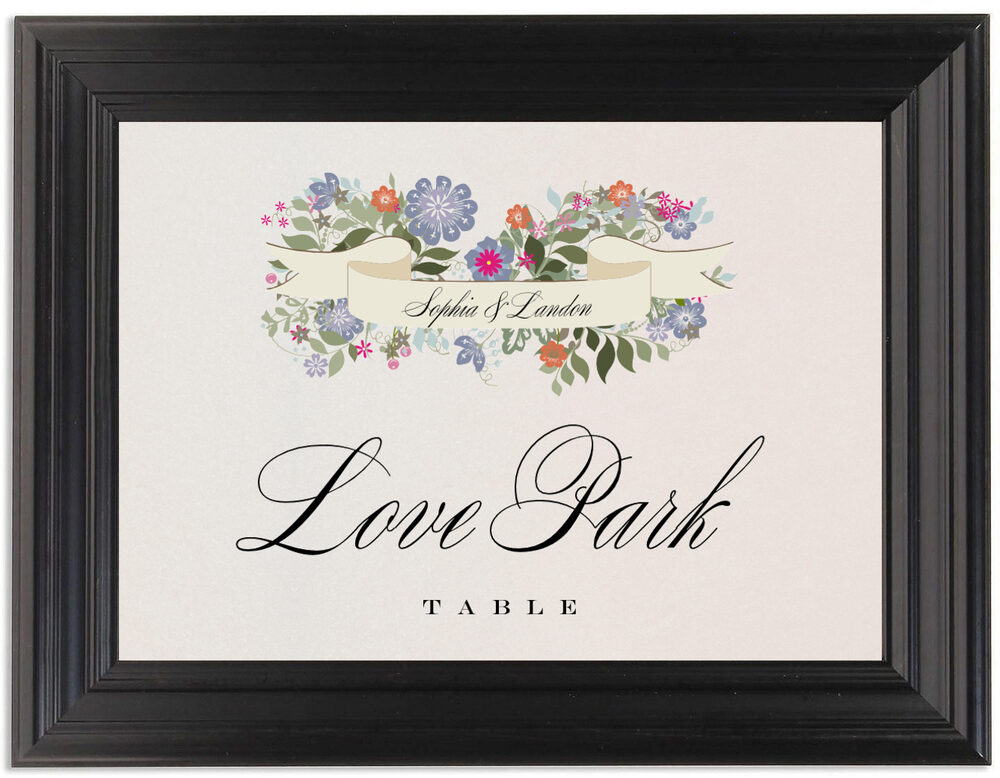 Framed Photograph of Garden Flurry Table Names