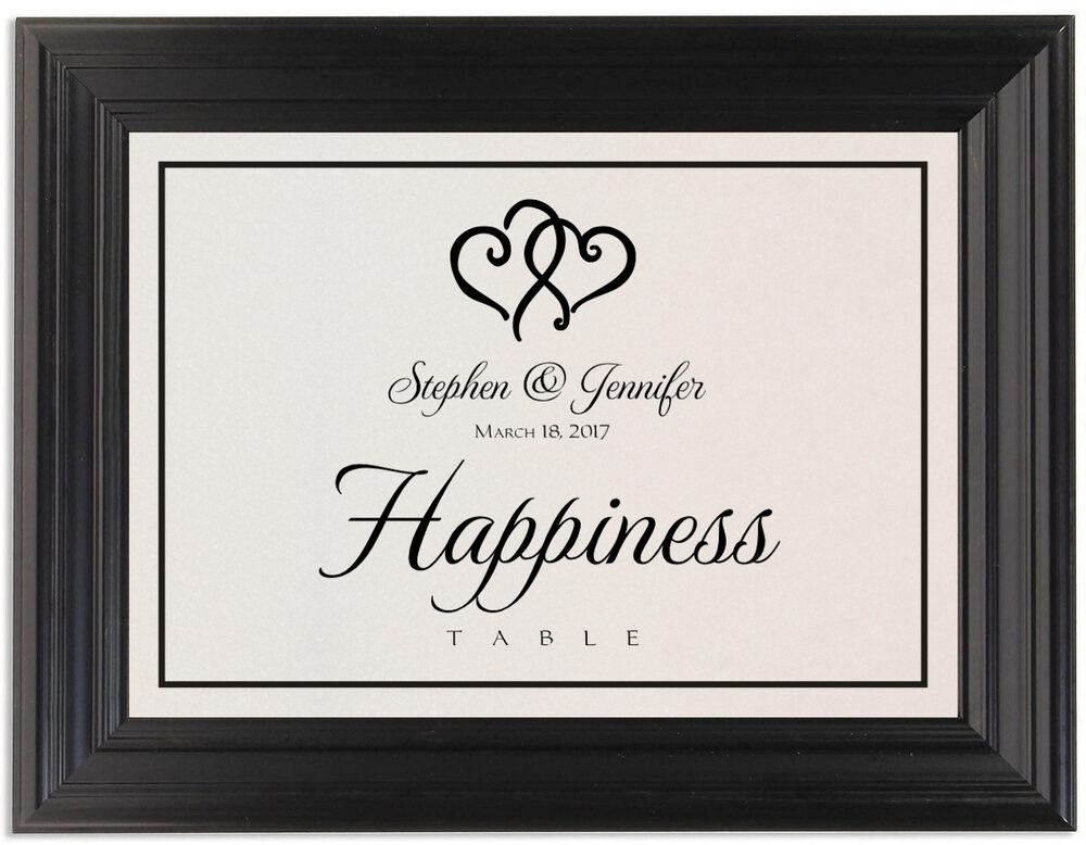 Framed Photograph of Linked Hearts Table Names
