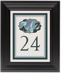 Framed Photograph of Adios Script Monogram 2 Table Numbers