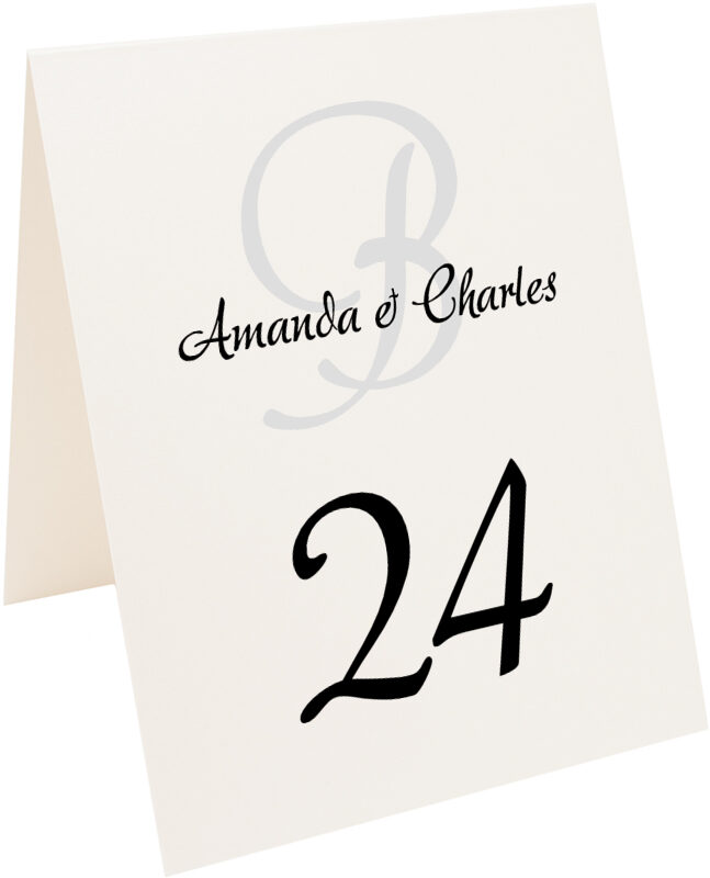 Photograph of Tented Adore Monogram 06 Table Numbers