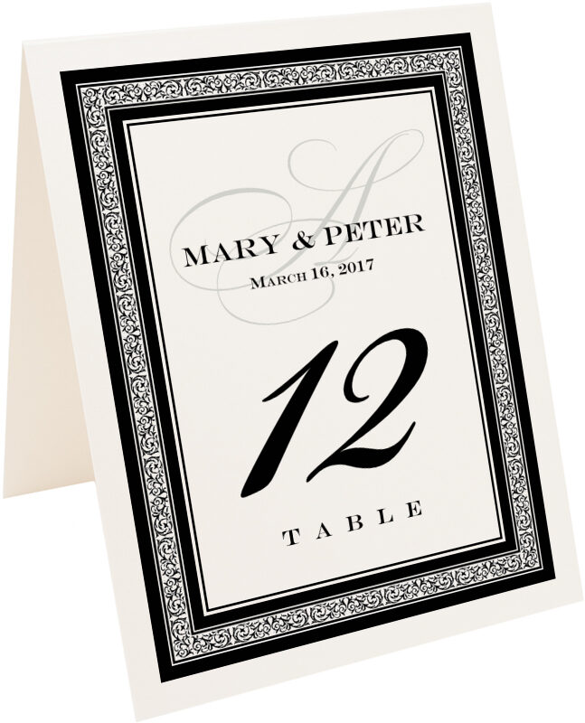 Photograph of Tented Bickham Monogram 32B Table Numbers