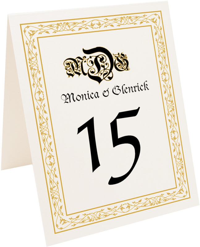 Photograph of Tented Blackletter Gothic Table Numbers