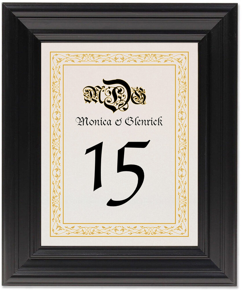 Framed Photograph of Blackletter Gothic Table Numbers