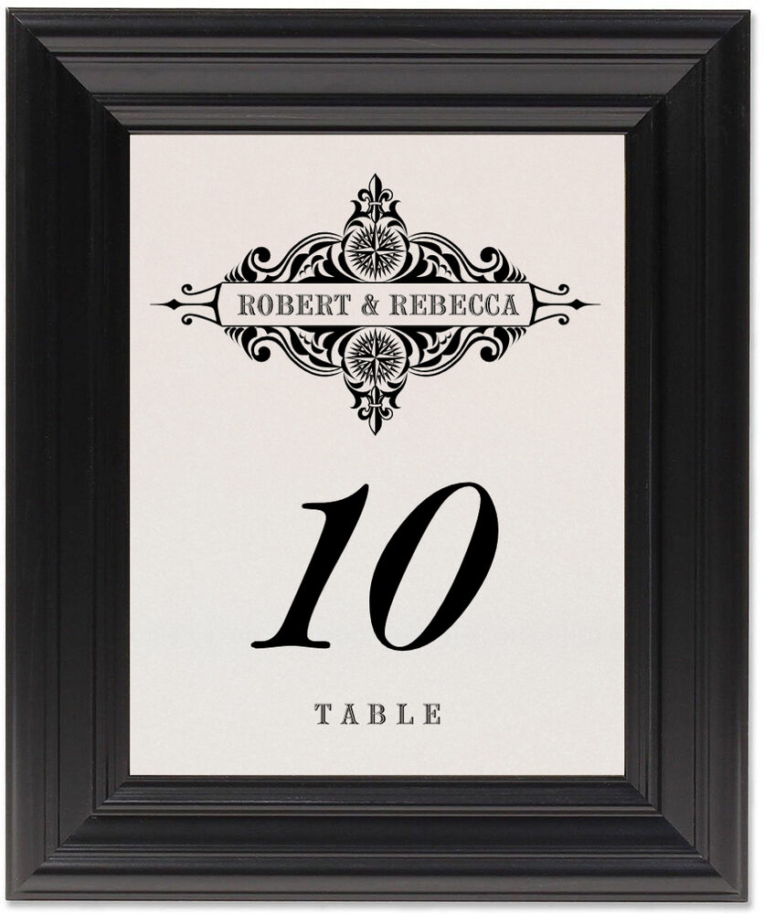 Framed Photograph of Compass North Table Numbers