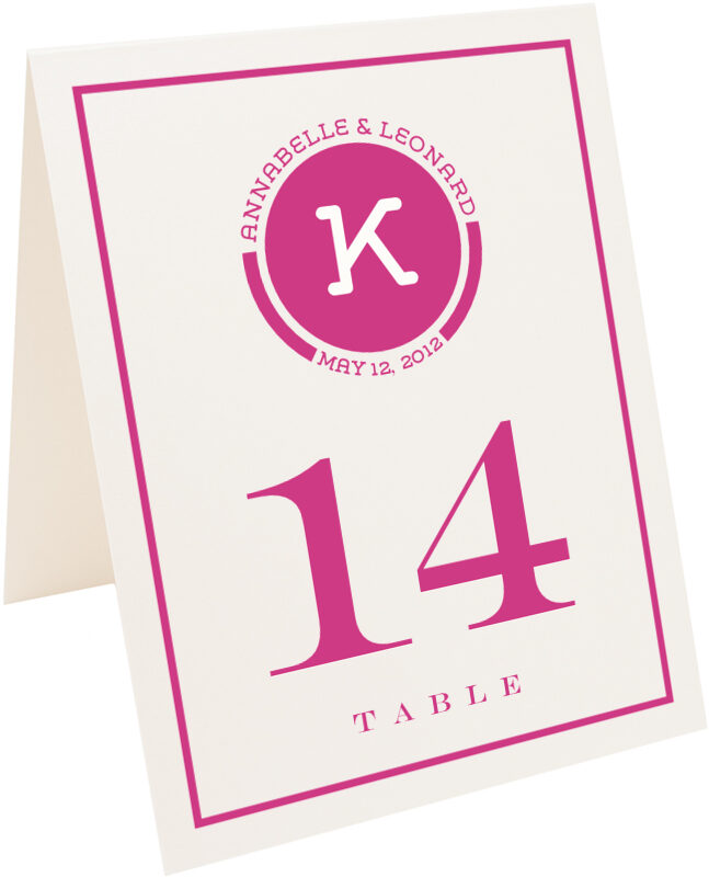 Photograph of Tented Contemporary Monogram 02 Table Numbers