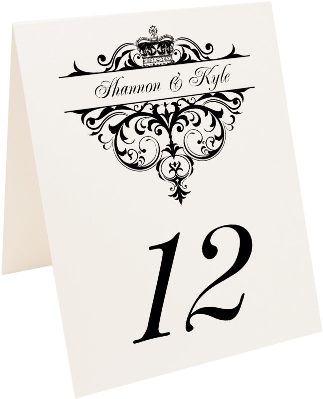 Photograph of Tented Crowned Table Numbers