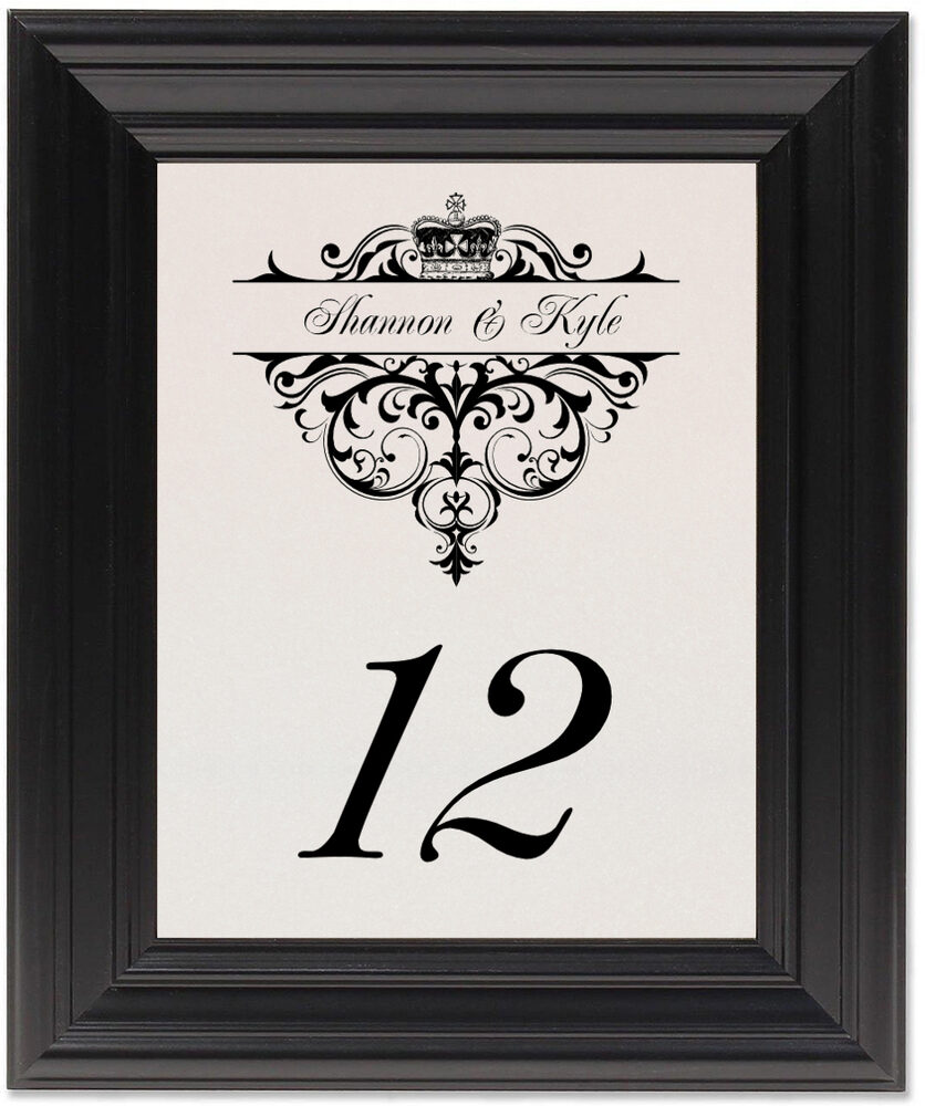 Framed Photograph of Crowned Table Numbers
