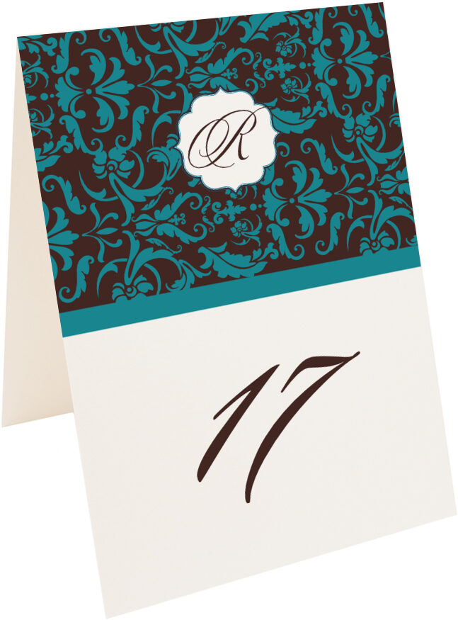 Photograph of Tented Daily Damask Table Numbers