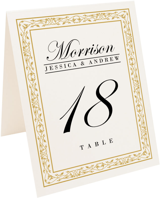 Photograph of Tented Edwardian Monogram 07 Table Numbers