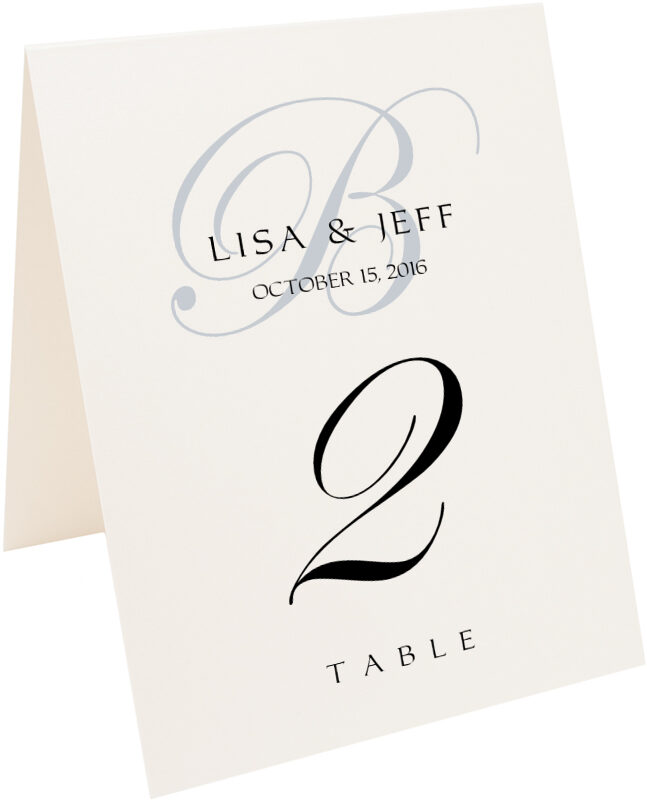 Photograph of Tented Edwardian Monogram 28 Table Numbers