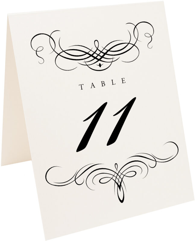 Photograph of Tented Flourish Monogram 08 Table Numbers
