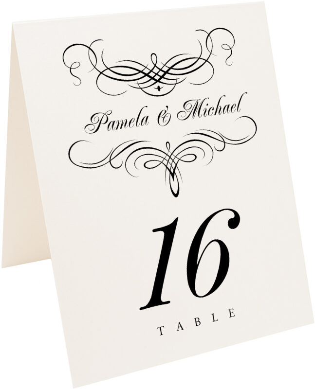 Photograph of Tented Flourish Monogram 08B Table Numbers