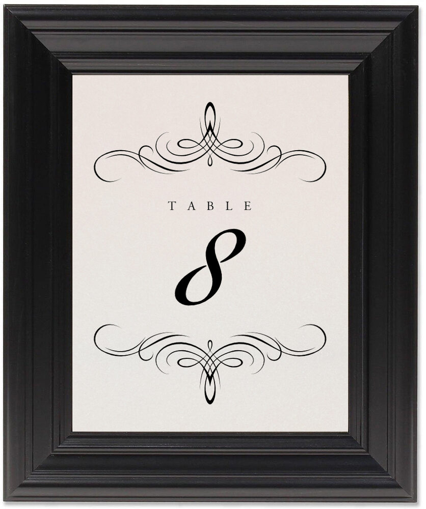 Framed Photograph of Flourish Monogram 10 Table Numbers