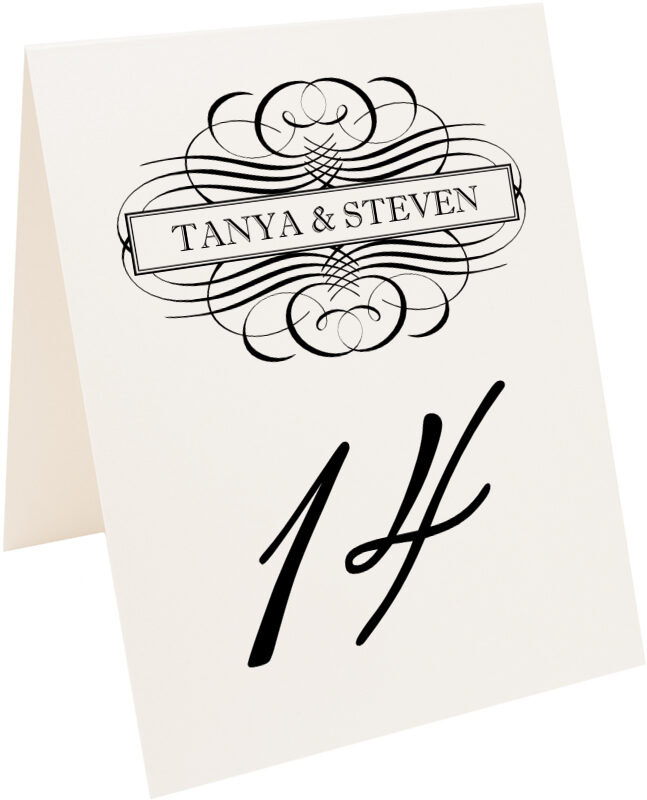 Photograph of Tented Flourish Monogram 14 Table Numbers