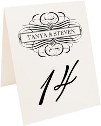 Photograph of Tented Flourish Monogram 14 Table Numbers