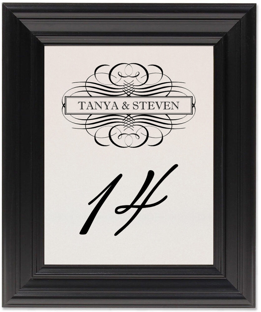 Framed Photograph of Flourish Monogram 14 Table Numbers