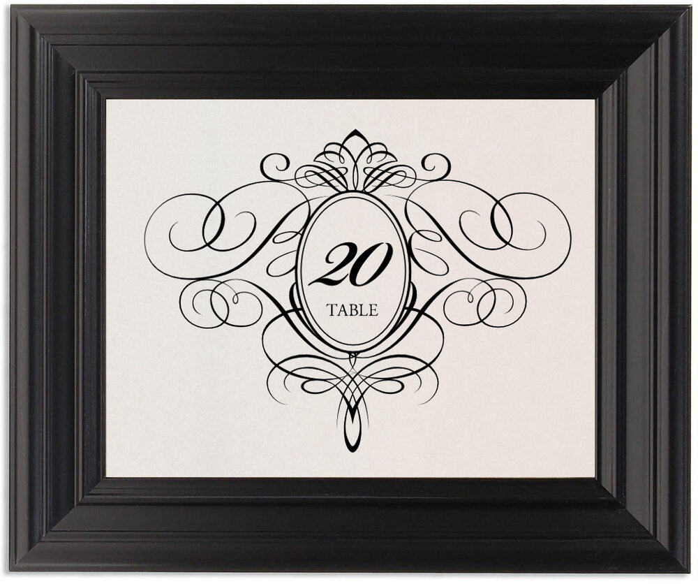 Framed Photograph of Flourish Monogram 15 Table Numbers