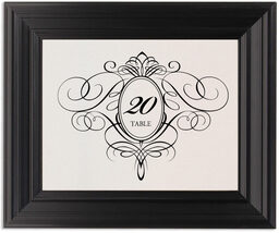 Framed Photograph of Flourish Monogram 15 Table Numbers