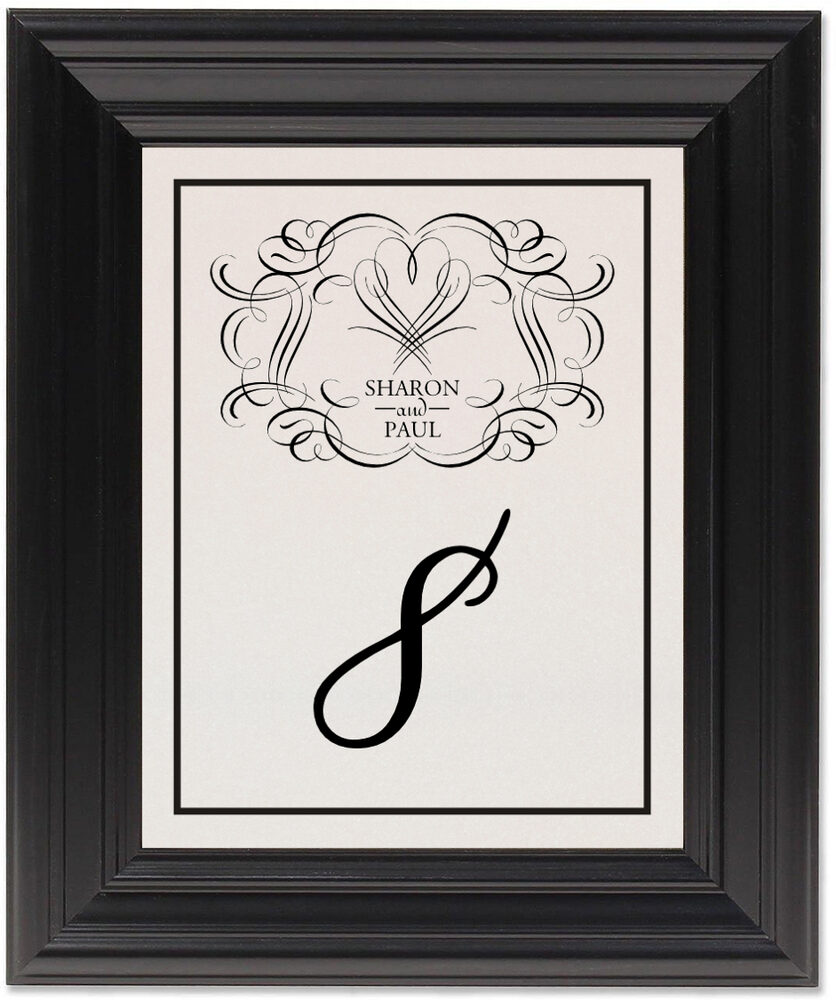 Framed Photograph of Flourish Monogram 17 Table Numbers