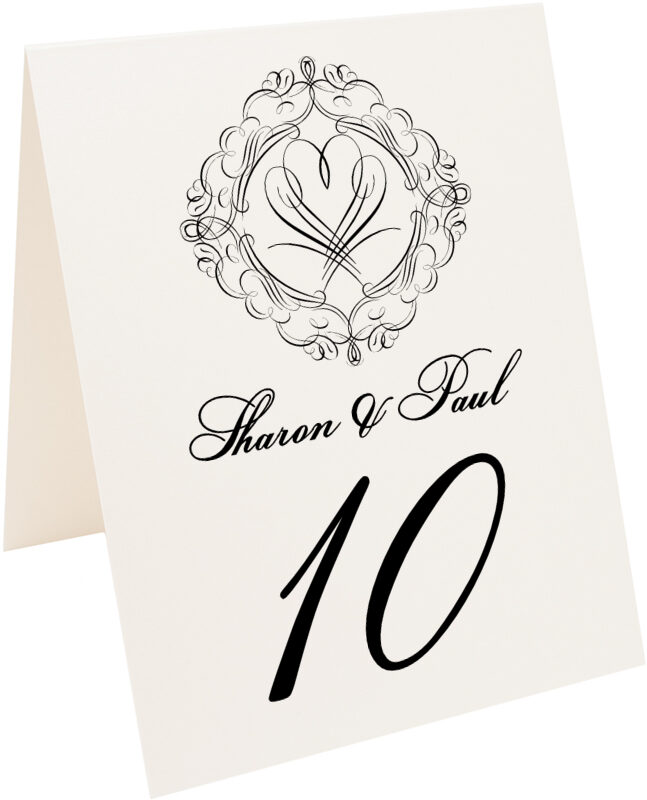 Photograph of Tented Flourish Monogram 18 Table Numbers