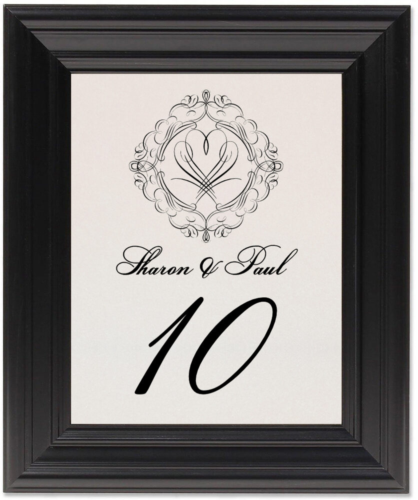 Framed Photograph of Flourish Monogram 18 Table Numbers