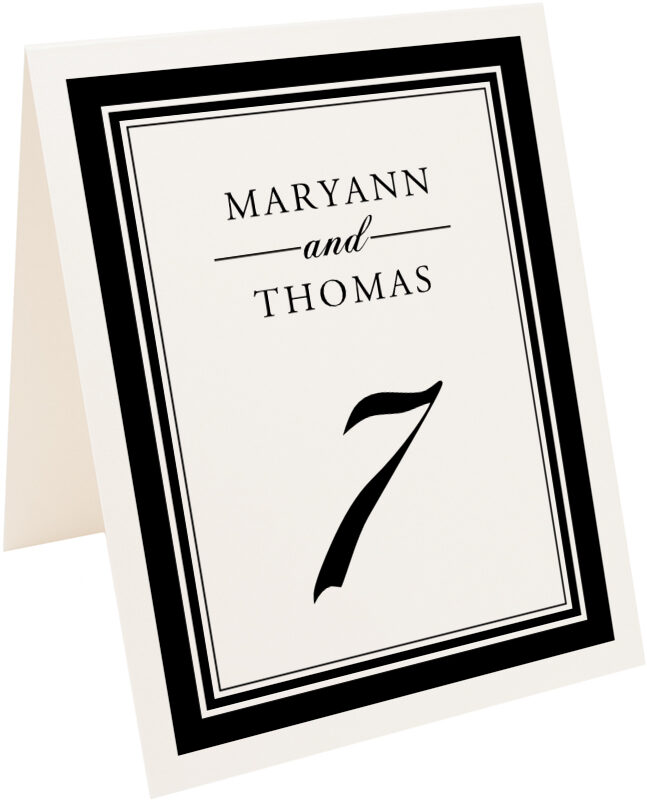 Photograph of Tented Garamond and Chopin Table Numbers