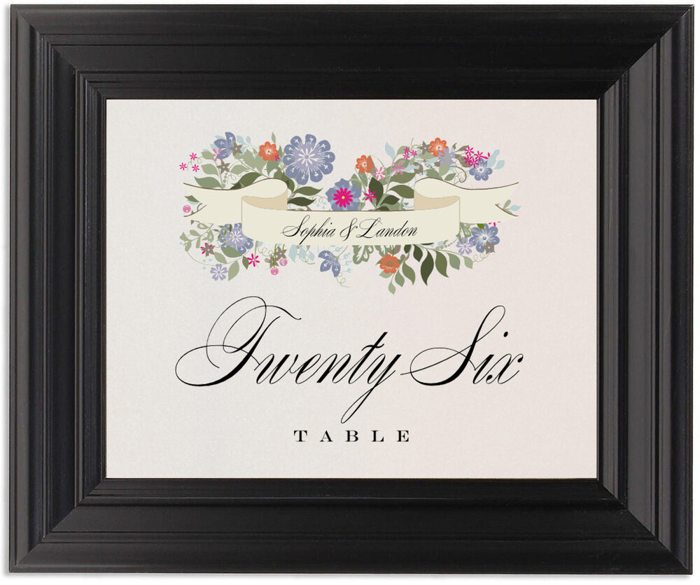 Framed Photograph of Garden Flurry Table Numbers